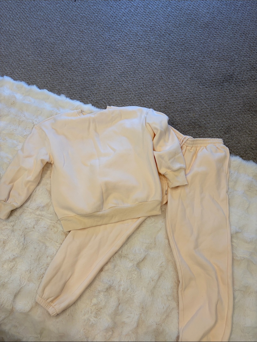 Women's Cream Track Pants & Sweatshirt Set